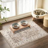 LOKHOM 2x3 Washable Area Rugs, Boho Floral Non-Slip Carpet Rug, Beige