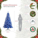 Puleo International Pre-Lit 6.5' Artificial Christmas Tree with 300 Lights, Blue