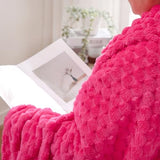 Hot Pink Throw Blanket 50"×70" inches Gifts for Mom Fuzzy 3D Jacquard Decorative Flannel Fleece Super Soft Plush Cozy Blanket for Couch Sofa Chair Lightweight