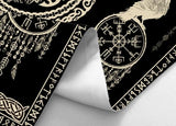 Hajmsug Vikings Tapestry,Black and White Tree Bird of Wisdom Celtic Rune Ancient Rune Totem Norse Mythology Medieval Viking Wall Art,Aesthetic Mythology Tapestry for Bedroom Living Room,40X30 Inch.