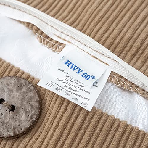 HWY 50 Taupe Chenille Throw Pillow Covers 20x20 Inch Buttons Pack of 2