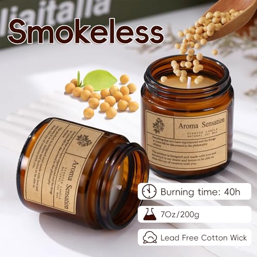Organic Coconut Vanilla Candles - Non Toxic Soy Candles for Home, Stress Relief & Meditation (7oz)