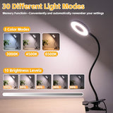 Desk Lamp Clip on Light, 48 LED USB Lamp with 3 Color Modes 10 Brightness Levels, 360° Flexible Gooseneck Eye Protection Bed Night Light for Reading, Makeup, Craft (Black)