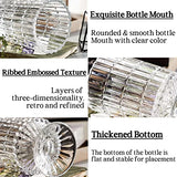 BLOFLO Embossed Glass Vase, 7'' Crystal Glass Vases, Pedestal Big Base Glass Bouquet Vase, Hydroponic Glass Transparent Vase for Home Office Wedding Dining Table Party (Ribbed Pattern)