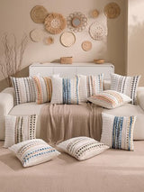 Boho Chenille Tufted Couch Throw Pillow Covers 18x18 Inch Set of 2 Farmhouse Striped Decorative Pillow Covers Accent Neutral Square Pillowcase Green Cushion Covers for Livingroom Sofa Bed