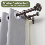 Double Curtain Rods 36 to 72 Inches with Solid Aluminum Alloy Brackets, 1 Inch Adjustable Drapery Rod, Heavy Duty Dual Curtains Rod for Window, Sliding Door, Bedroom Decoration, Matte Brown
