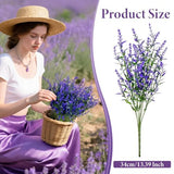 RAINFLOW Artificial Lavender Flowers - 7 Pcs Artificial Flowers for Outdoors Faux Lavender Plants Uv Resistant Plastic Purple Fake Flower for Outside Indoor Porch Patio Window Planter Bouquet Decor