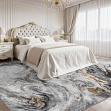 PADOOR Abstract 5'x7' Area Rug, Washable Non-Slip Low Pile, Marble Black