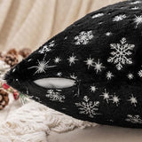 MIULEE Christmas Decorations Pillow Covers 20x20 Black Silver Snowflake