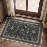 GENIMO 2x3 Entryway Rug, Washable Small Indoor Area Carpet Floral Ebony