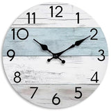 KECYET Wall Clock Silent Non-Ticking Wooden Clocks Battery Operated 12 Inch Small Country Retro Rustic and Beach Style Decorative for Living Room, Kitchen, Home,Bathroom, Bedroom (Blue)
