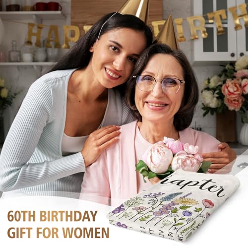 Afterprints 60th Birthday Gifts for Women, Chapter 60 Birthday Blanket, 60 Year Old Bday Gift for Woman, Friend, Sister, Mom, 1966, 60th Birthday Decorations, Turning 60 Throw Blankets 50'' x 60''