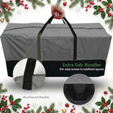 Christmas Tree Storage Bag, Fits Up to 10-12 Ft Tall Artificial Trees, Heavy Duty 600D Oxford Skeleton Storage Box with Reinforced Handles, Zipper, Transparent Pocket, Gray