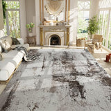 Living Room Rug 9x11 Coffee Area Rugs Machine Washable Abstract Boho Large Rug Non-Slip Non-Shedding Faux Wool Indoor Vintage Carpet for Bedroom, Classroom, Dining Room, Kids Playroom