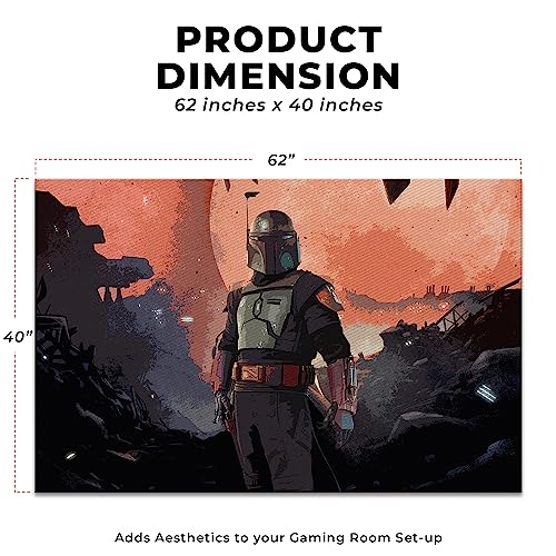 DreamController Starwarrs Bobba Fett Custom Rugs for Gamer Room (62x40inch)| Playroom Carpets Inspired by Games & Anime Decor for Gamers | Gamer Room Decor for Kids Teen Anti-Slip Gaming Mats