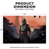 DreamController Starwarrs Bobba Fett Custom Rugs for Gamer Room (62x40inch)| Playroom Carpets Inspired by Games & Anime Decor for Gamers | Gamer Room Decor for Kids Teen Anti-Slip Gaming Mats