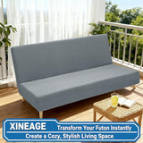 XINEAGE 2026 New Futon Cover Full Size Stretch Armless Sofa Bed Cover Anti-Slip Furniture Protector Without Armrests Futon Slipcover with Elastic Bottom (67"-82", Light Gray)