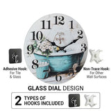 Bathroom Wall Clock,Rustic Style Waterproof Glass Shower Clock Wall Clock for Bathroom Pool Decor (8 Inch,Blue)