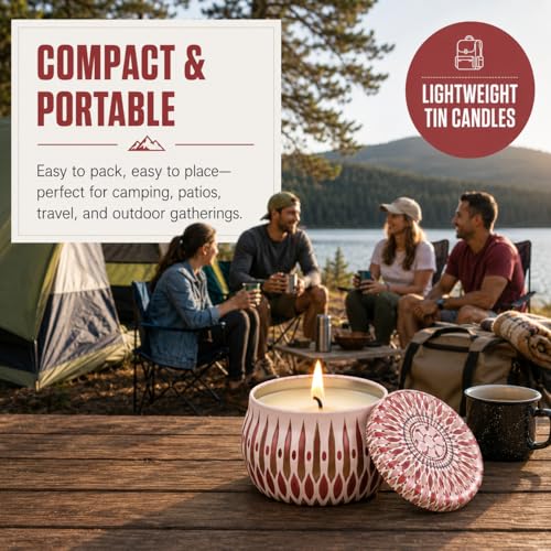 24 Pack Citronella Candles Outdoor, 2.5 oz Soy Wax Tin Candles with 8% Citronella Oil, Up to 600 Hours Total Burn Time, Portable Patio Candle Set for Backyard, Camping, BBQ & Summer Use