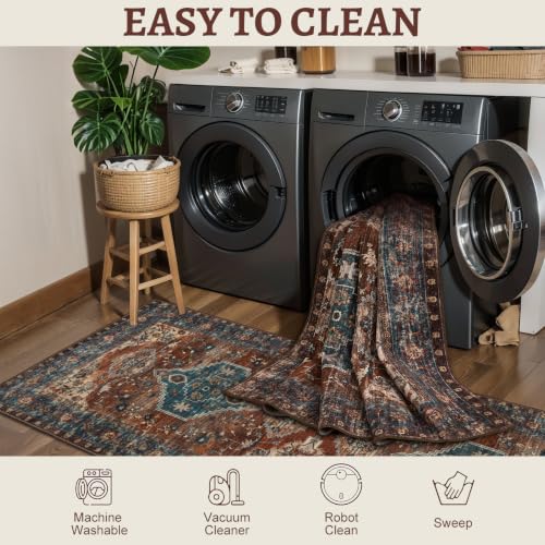 Tangsoo Vintage 2x5 Washable Runner Rug for Hallways, Non Slip Runner Rug