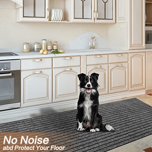 2' x 6' Runner Rugs with Rubber Backing, Indoor Outdoor Utility Carpet Runner Rugs, Stripe Gray, Can Be Used as Aisle for The RV and Boat, Laundry Room and Balcony