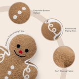 Phantoscope Gingerbread Man Merry Christmas Throw Pillow, Plush Teddy Xmas Gingerbread Shaped Pillows Christmas Decorative Pillow for Couch Living Room Bed, Beige,13 x 17 inches