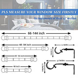 Curtain Rod, 48" - 84" Black Curtain Rods for Windows, 1" Diameter Decorative Adjustable Curtain Rod with Brackets for Room Divider, Bedroom, Living room, Kitchen, Bathroom