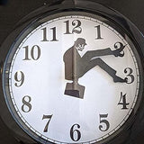Ministry of Silly Walk Wall Clock with Cover - Creative Wall Clock Artwork, Precise Sweep Seconds Silent Clock No-Ticking for Bedroom,Office & Library Wall Decorations (Black)