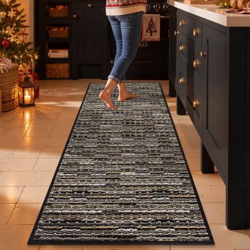 Kitchen Runner, 22"x59" Kitchen Mats for Floor, Black