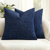 MIULEE Decorative Throw Pillow Covers 18x18 Pack of 2 Navy Blue Couch Pillow Covers Soft Cozy Textured Chenille Pillowcases for Home Decor Sofa Living Room Cushion Bedroom