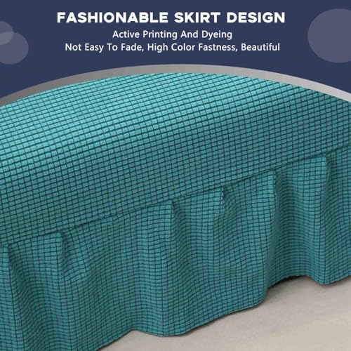 Stretch Armless Futon Cover, Sofa Slipcover Foldable Sofa Bed Cover Furniture Protector with Elastic Bottom, Washable, Polyester Spandex Jacquard Fabric Small Checks (Light Green, Small(47"-59"))