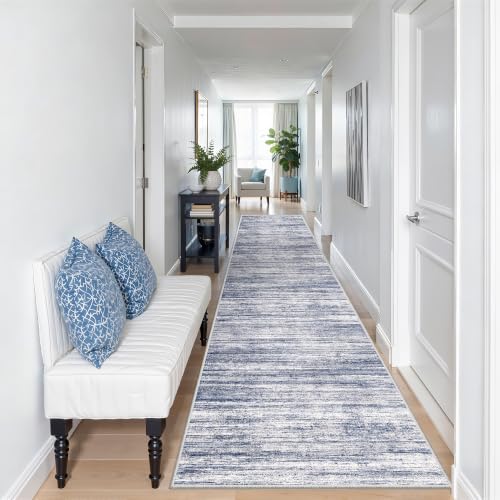 2x10 Runner Rug Non Slip,Washable Hallway Runner Rug,Blue