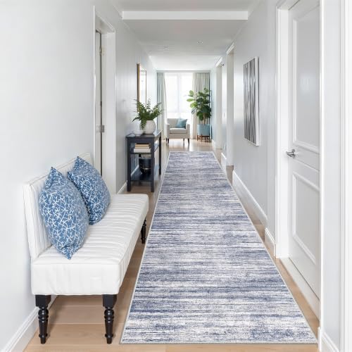 2x12 Runner Rug Non Slip,Washable Hallway Runner Rug,Blue