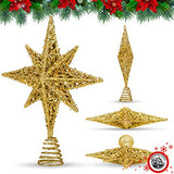 8 Inch Bethlehem Glitter Gold Star Christmas Tree Topper | Tree Toppers | Christmas Star Tree Topper | Rustic Tree Toppers Christmas Decorations | Christmas Tree Topper for 3-6 ft Trees