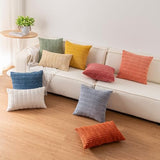 Aegero Pack of 2 Corduroy Decorative Throw Pillow Covers 18x18 Inch Soft Striped Pillow Covers Modern Farmhouse Home Decor for Sofa Living Room Couch Bed(Cream White)