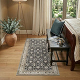 jinchan 2x5 Vintage Floral Runner Rug, Washable Non Slip, Black Taupe