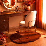 Orange Pumpkin Shaped Bedroom Rug, Faux Rabbit Fur Fluffy Area Rug, Soft Non Slip Floor Mat for Living Room Fall Halloween Thanksgiving Decor, 33 x 35 Inches