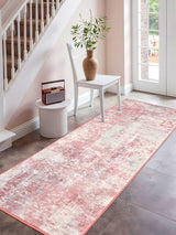 Macgace Washable Abstract Runner Rug, 2x6 Modern Area Rugs with Non-Slip Rubber Backed for Kitchen, Thin but Soft Contemporary Carpet Bedroom Entryway Hallway Decor, Pink