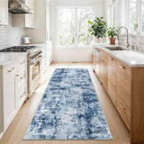 Hallway Runner Rug 2x8 Washable: Entryway Runners Rugs Non Slip Easy-to-Clean - Soft Living Room Bedroom Carpet - Thin Low Pile Printed Floor Mat for Dining Room Blue