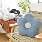 Flower Pillows, Soft Flower Shaped Pillow with Home Decorative for Couch Chair Bed,Flower Floor Throw Pillows for Adults Bedroom Living Room (Grey Blue, 15 Inches)