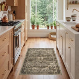 GarveeHome Washable Rug 2x3 Vintage Small Entryway Rugs Olive Green