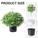 Fake Plants Artificial Flowers for Outdoors Decor, 2 Pack Fake Potted Plants Baby Breath With Green Eucalyptus Look Real UV Resistant Artificial Greenery with Pot for Outside Porch Garden Patio Yard