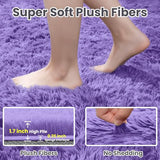 5x7 Fluffy Shag Area Rugs for Living Room Bedroom: Soft Plush Carpet Purple