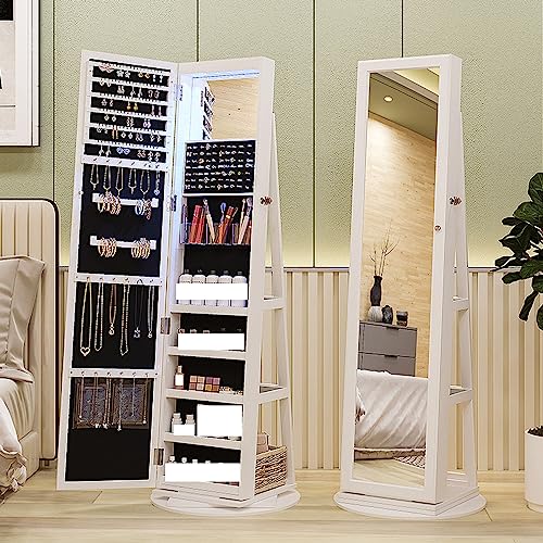 Floor-Standing Full-Length Mirror Style Simple Large-Capacity partition Jewelry Cosmetics Storage Multi-Functional Dressing Mirror (C b)