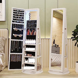 Floor-Standing Full-Length Mirror Style Simple Large-Capacity partition Jewelry Cosmetics Storage Multi-Functional Dressing Mirror (C b)