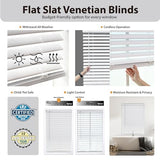 DEZ FURNISHINGS 2" Cordless Flat Slat Venetian Blind, 46" W x 48" H, White