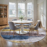 6ft Round Rugs for Living Room, Modern Abstract Washable Rug Yellow