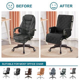 Turquoize Waterproof Office Chair Cover with Armrest Covers Black Computer Desk Chair Cover Quilted Office Chair Protector with Arms Office Chair Seat Cover Slipcover with Anti-Slip Buckle, Black