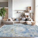 Amada Washable 10'x14' Abstract Area Rug for Living Room Light Blue