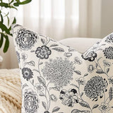Botanical Throw Pillow Covers Set of 2, 24x24 Inch Black